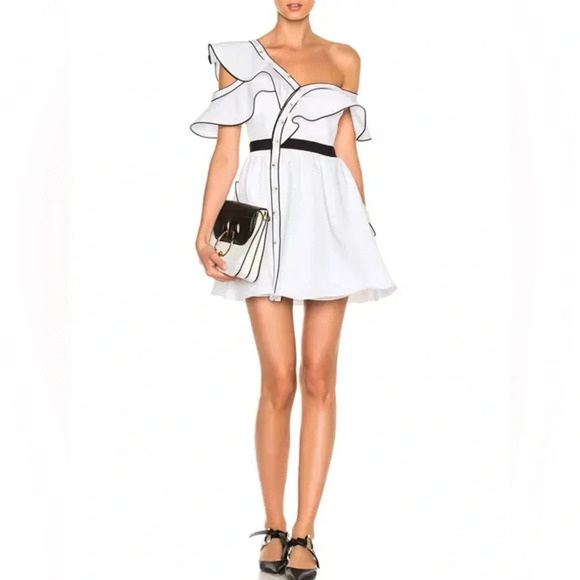 Self-Portrait White Ruffle Dress - Picture 5 of 11